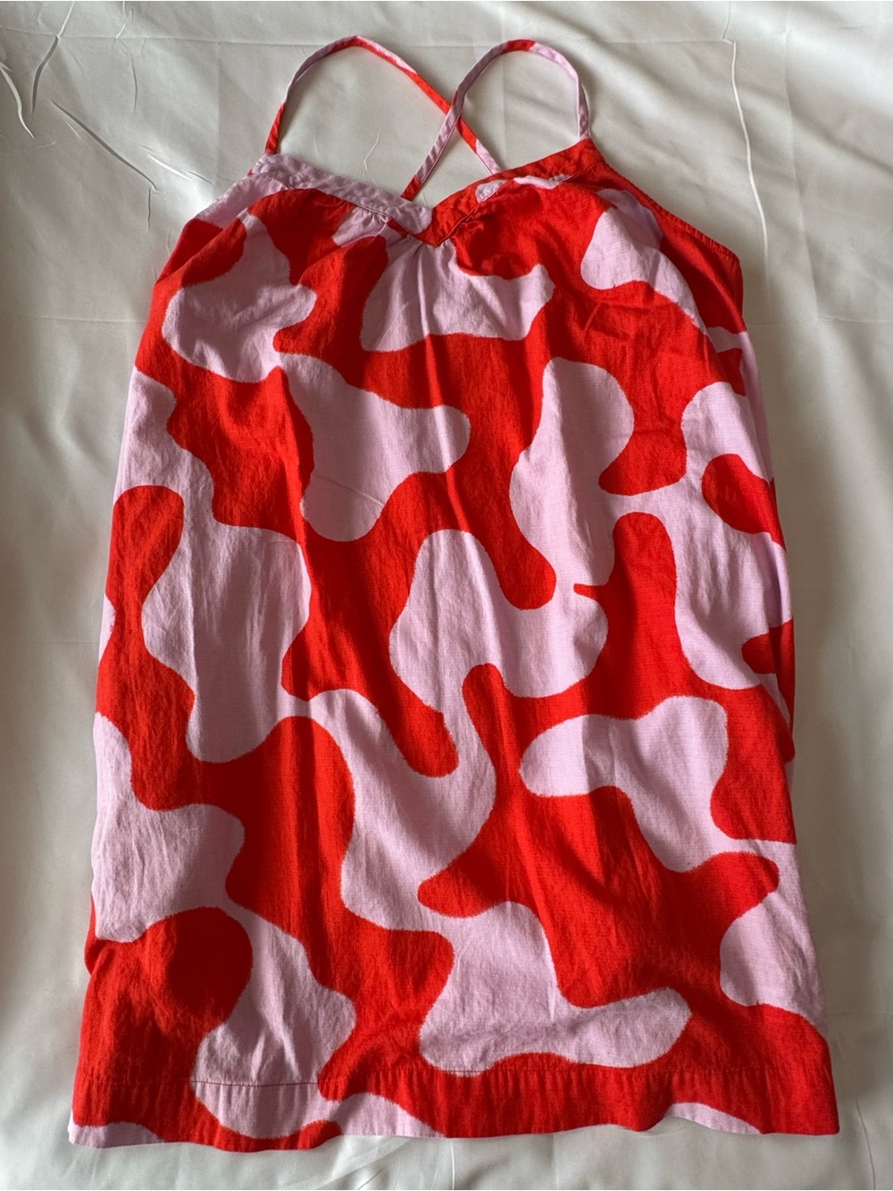 Ava & Viv Orange and Pink Spaghetti Abstract Sun Dress - 2X